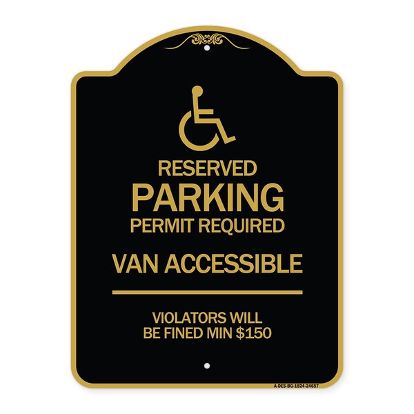 Signmission Connecticut Reserved Parking Permit Required Van Accessible Violators Will Be Fined M, BG-1824-24657 A-DES-BG-1824-24657 - main
